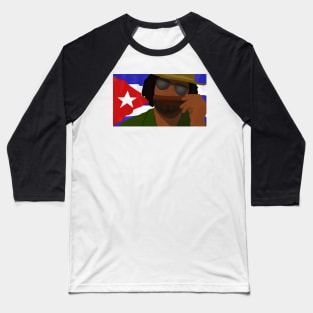 Funny Cuban Smelling Cigar, Cuban Flag on the Background Baseball T-Shirt